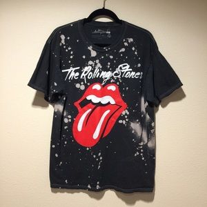 The Rolling Stones Bleached Dyed Tongue Logo T-Shirt Size Medium